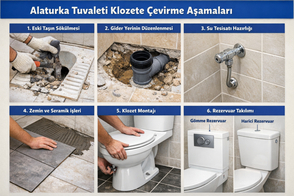 normal tuvaleti klozete çevirme